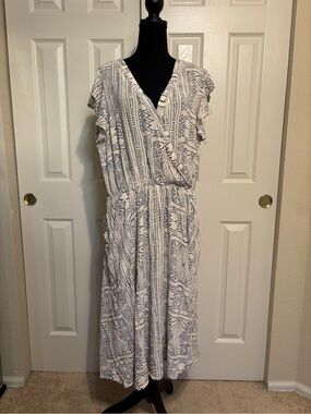 Kori Plus Blue Aztec Midi Dress with pockets size 1XL
